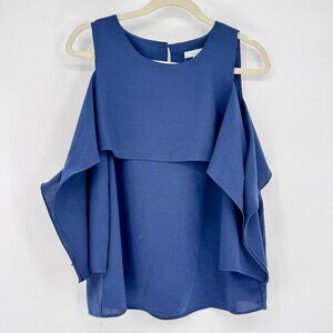 Cold Shoulder Drape Top Navy Blue NWT Size M Jade Melody Tam